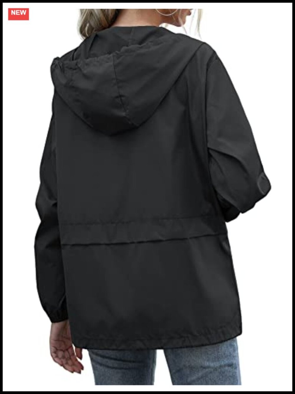 Women's Lightweight Waterproof Rain Jacket with Hood - Picture 3 of 6